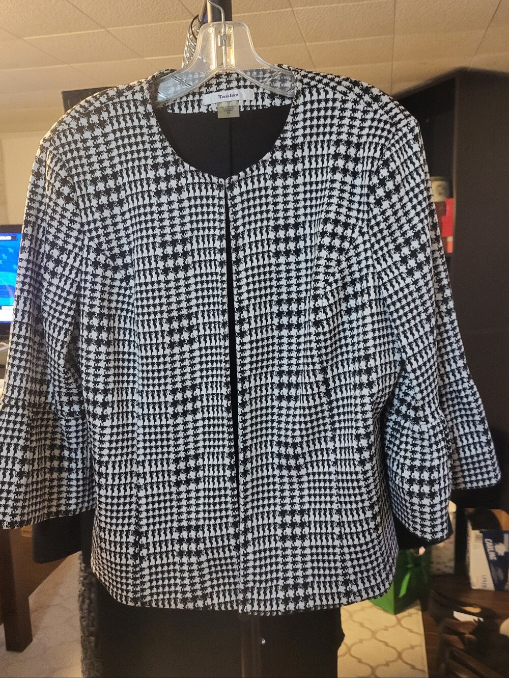 Tan Jay Black & White Houndstooth Sz 10
